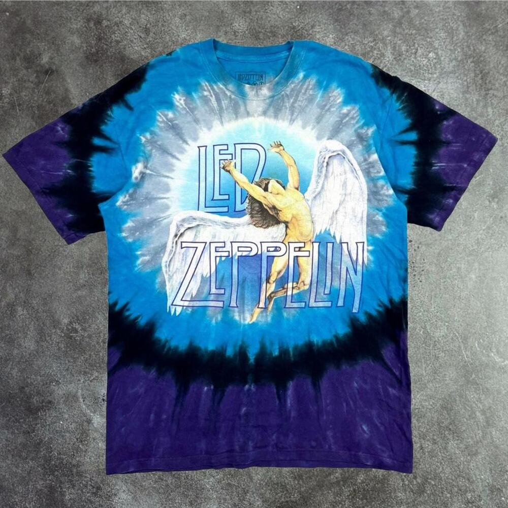 Vintage Led Zeppelin Original Tie-Dye Graphic T-Shirt Blue/Purple